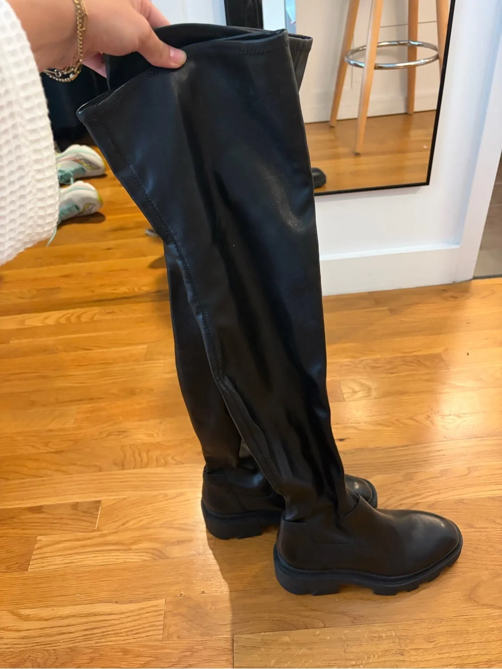 Ash Black Over-the-Knee Lug-Sole Boots